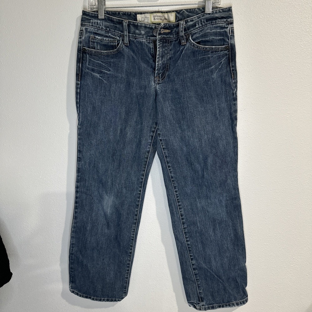 Loft Ann  taylor relaxed And Straight‎ Jeans Wash Blue Size P6